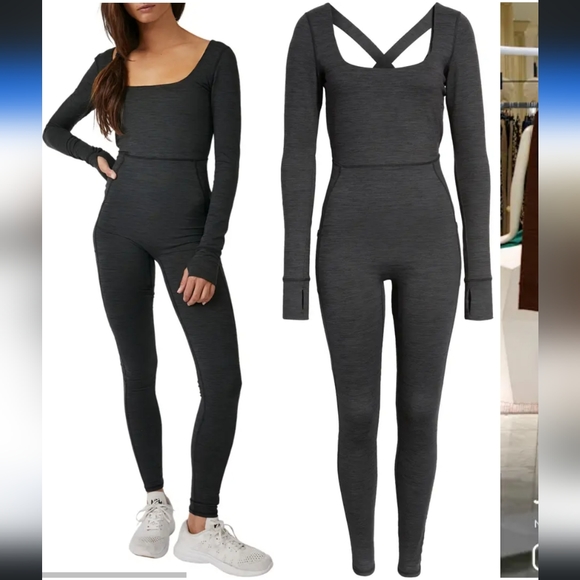 FP Movement by Free People Pants - NWT Free People Relieve Crossback Black Jumpsuit Bodysuit Size S